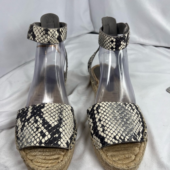 VINCE Sophie Espadrille Snakeskin Leather Wedge Sandals Size 11 - Picture 5 of 7